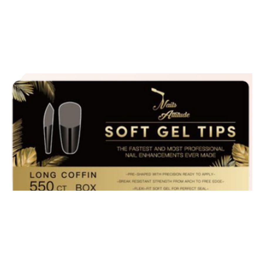 Capsules américaines Soft Gel Tips pré-poncées – Long Coffin – Nails Attitude